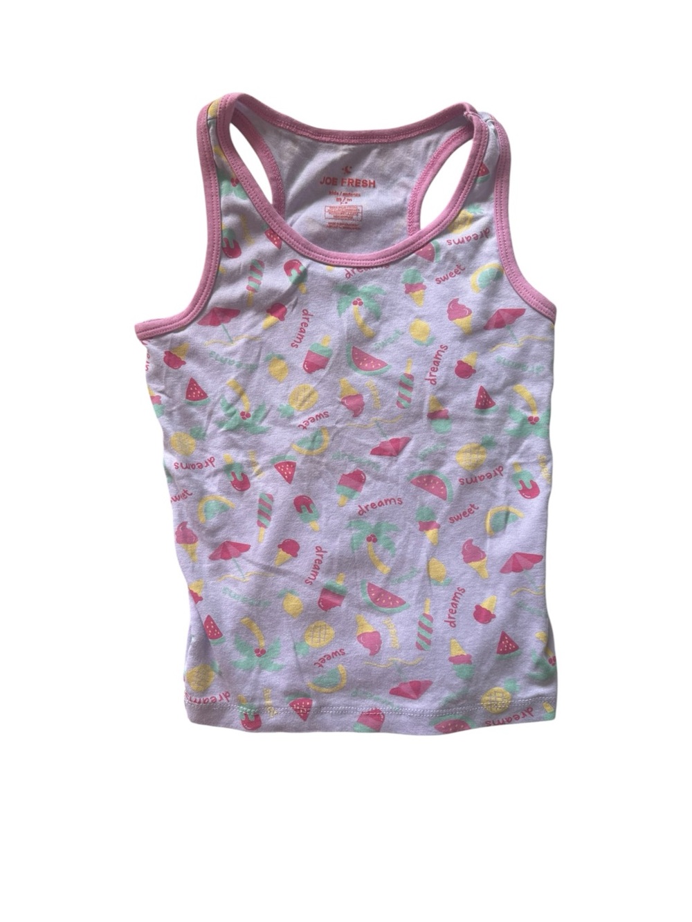 3 FOR $20 JOE FRESH Pink Fruit & Ice Cream Print Tank Top- Medium 7/8